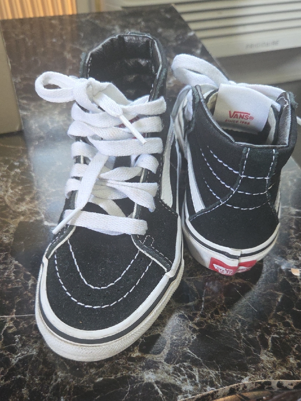 Vans Kids Black and White High-Top Skate Sneakers